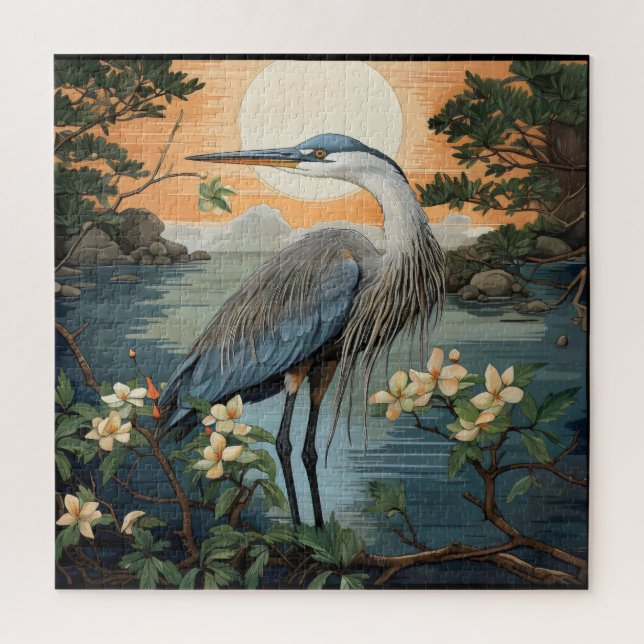 Heron in Pond (Vertikal)