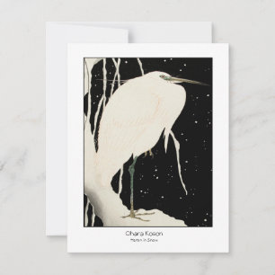 Heron in Snow - Ohara Koson + Titel - Art Card