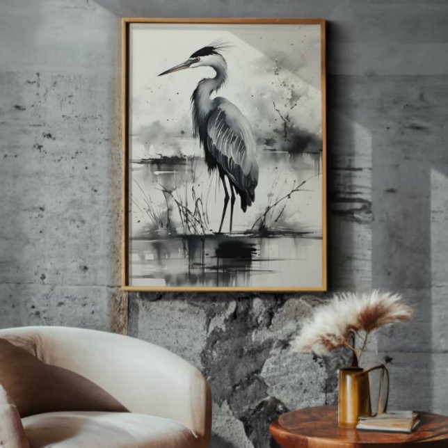 Heron Ink Painting Fotodruck (Von Creator hochgeladen)
