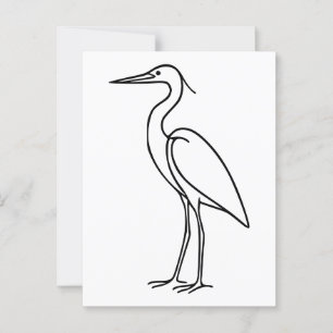 Heron Line Art - Minimalistische Vogelillustration Postkarte