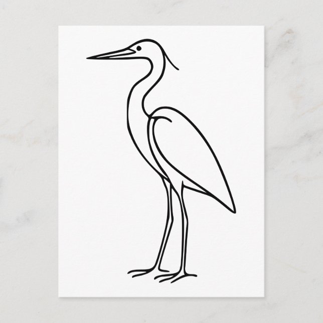 Heron Line Art - Minimalistische Vogelillustration Postkarte (Vorderseite)