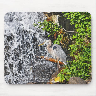 Heron, Moon & Waterfall Fotografie Mousemat Mousepad