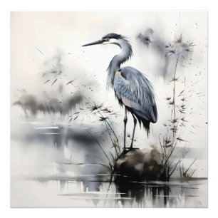 Heron Nature Traditional Fotodruck