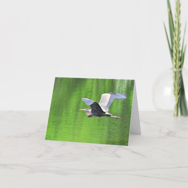 Heron Over The Water #3 - Blank Note Card Dankeskarte (Vorderseite)