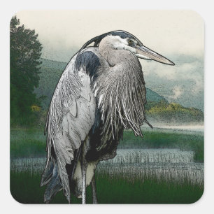 Heron See Quadratischer Aufkleber