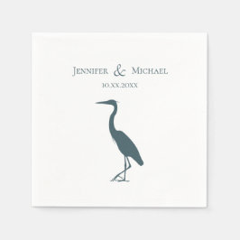Heron Silhouette dunkelblau aquamarin auf Weiße Ho Serviette