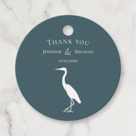 Heron Silhouette weiß in dunkelblau Geschenkanhänger
