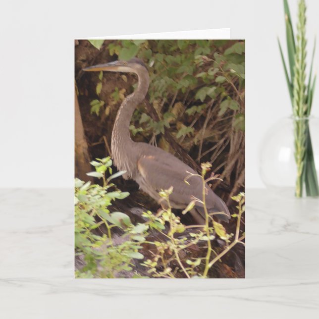 Heron sitzt unter einem Baum am Fluss Karte (Vorderseite)