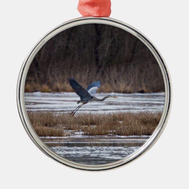 Heron Start Silbernes Ornament (Vorne)