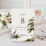 Heron Toile French Country Wedding Tischnummer<br><div class="desc">Add timeless elegance to your reception with this Heron Toile French Country Wedding Table Number card. Featuring a graceful heron by a peaceful lakeside landscape, the design is inspired by classic French toile and countryside scenery. Soft neutral tones and delicate botanical details create a refined look perfect for garden, rustic,...</div>