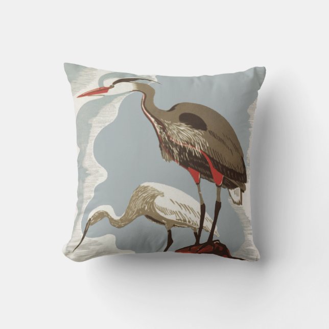 Heron und Egret Coastal Birds Kissen (Vorderseite)