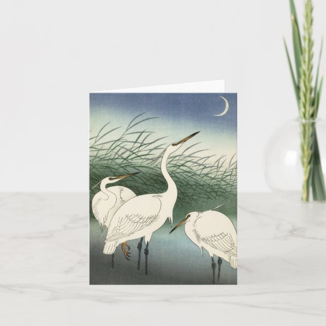 Herons in Shallow Water von Ohara Koson Dankeskarte (Vorderseite)