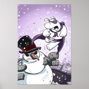 Heropotamus gegen Schneemann Poster
