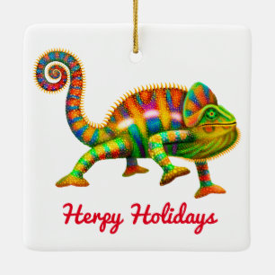 Herpy Holidays Chameleon Ornament
