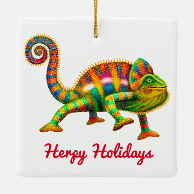 Herpy Holidays Chameleon Ornament (Rückseite)