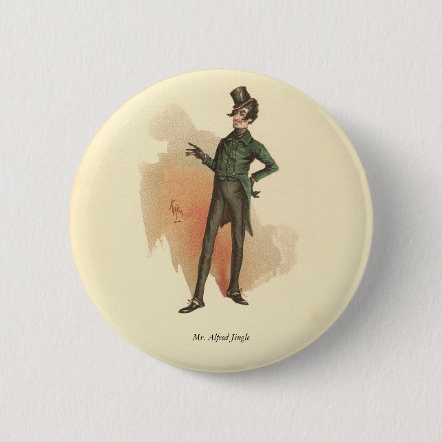 Herr Alfred Jingle von The Pickwick Papers Button (Vorderseite)