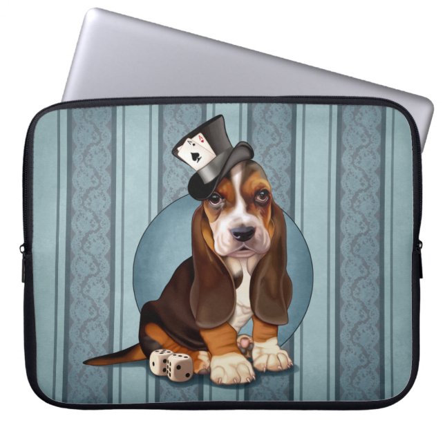 Herr-Basset Hound-Welpe Laptopschutzhülle (Vorderseite)
