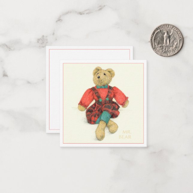 HERR BEAR 2,5" Square Flat Card Mitteilungskarte (Vorderseite/Rückseite Beispiel)