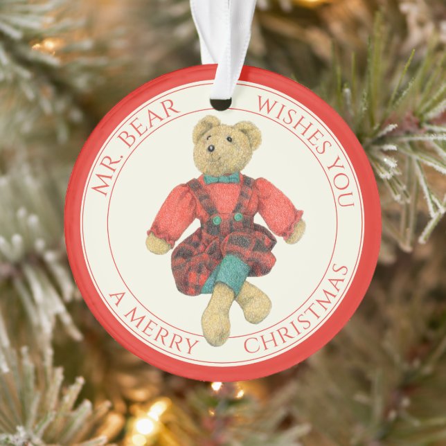 HERR BEAR Akryllische Circle Ornament + Text (Baum)