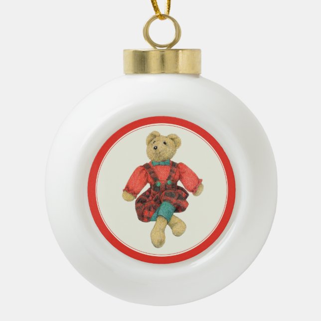 HERR BEAR Keramik Snowflake Ornament (Vorderseite)