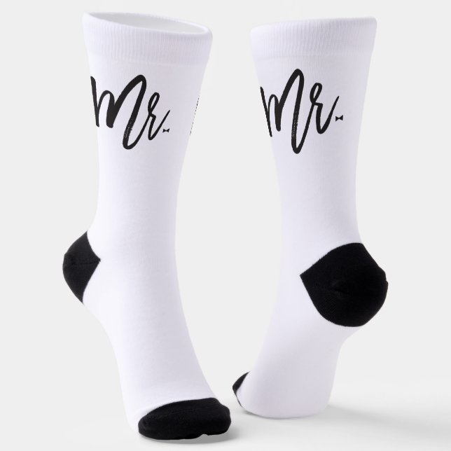 Herr Brush Schrift mit Fliege - Hochzeitsgeschenk  Socken (Gewinkelt)