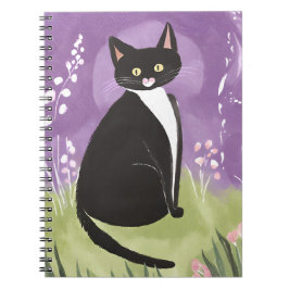 Herr Chonk | Tuxedo Cat Lila Watercolor Notizblock