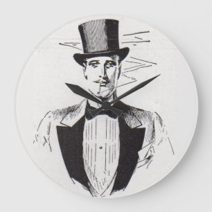 Herr Classy, scharf gekleideter Mann Große Wanduhr