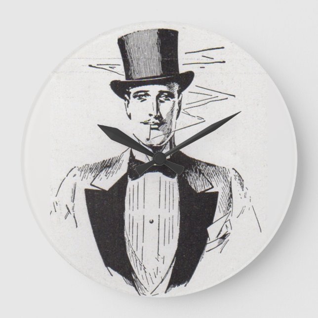 Herr Classy, scharf gekleideter Mann Große Wanduhr (Vorderseite)
