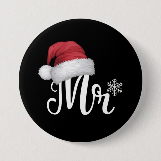 Herr Claus Couples Matching Christmas Pajamas Sant Button (Vorderseite)
