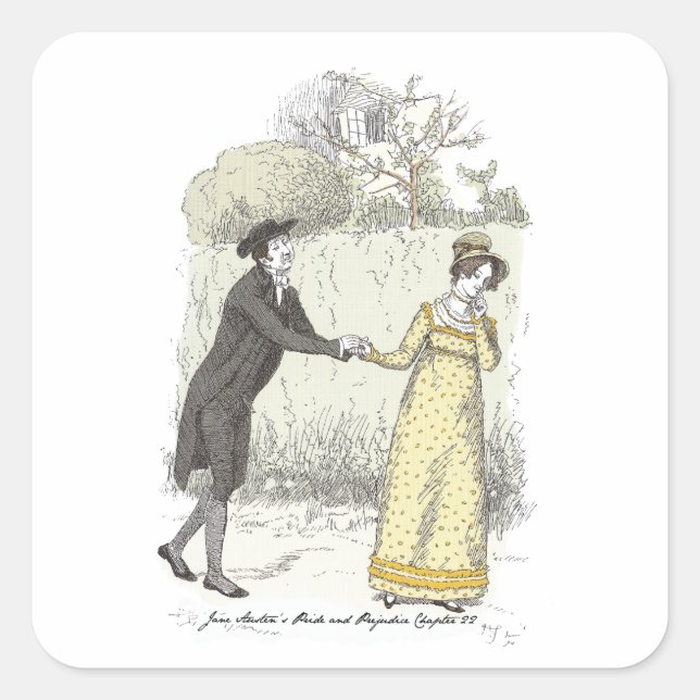 Herr Collins Miss Lucas Jane Austen Pride&Prejudic Quadratischer Aufkleber (Vorderseite)