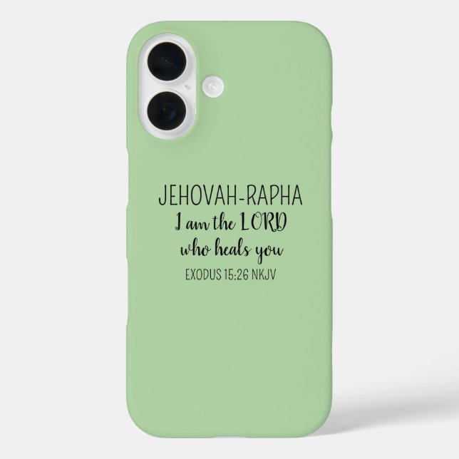 Herr, der heilt, hellgrün, einfache christliche iPhone 16 hülle (Rückseite)