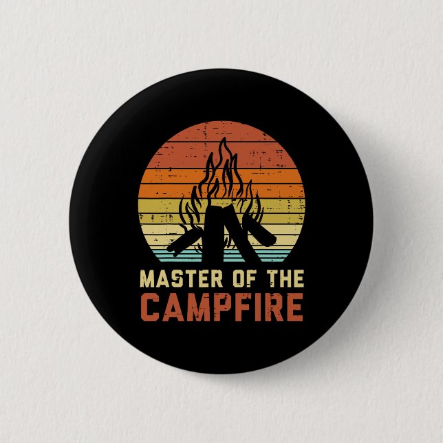 Herr des Lagerfeuer-Sonnenuntergangs Retro Lagerfe Button (Vorderseite)