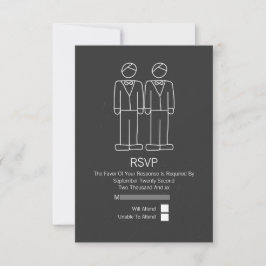 Herr Doodle Chalkboard Gay Wedding RSVP Karte