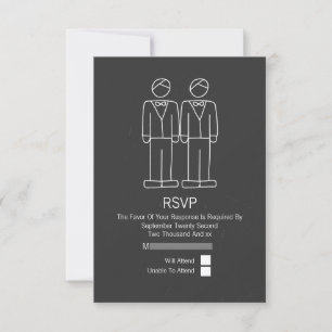 Herr Doodle Chalkboard Gay Wedding RSVP Karte