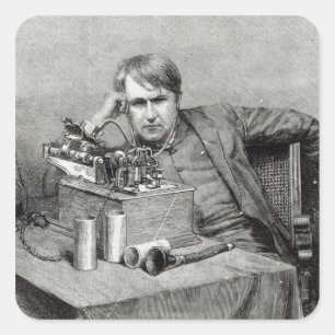 Herr Edisons neuer Tonträger Quadratischer Aufkleber