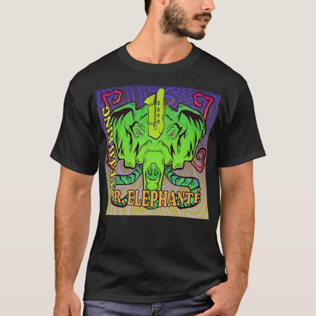 Herr Elephanté T - Shirt (schwarz+multicolor) (Vorderseite)