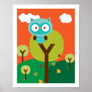 Herr Eule - Wald Freunde Kinderzimmer Wandbild Poster
