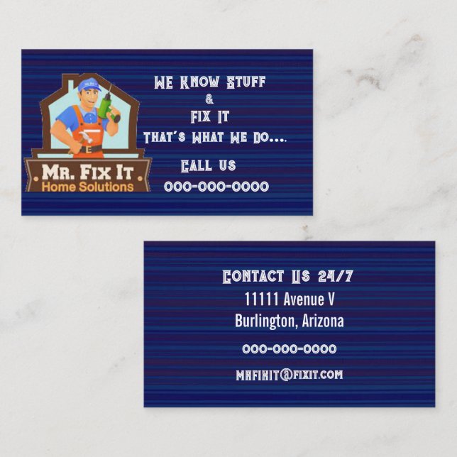 Herr Fix IT Business Card Visitenkarte (Vorne/Hinten)
