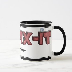 Herr Fix-it Holztext Design (mit Nägeln) Tasse
