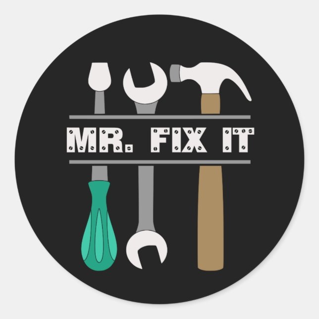 Herr Fix It Mens Tools Sticker (Vorderseite)