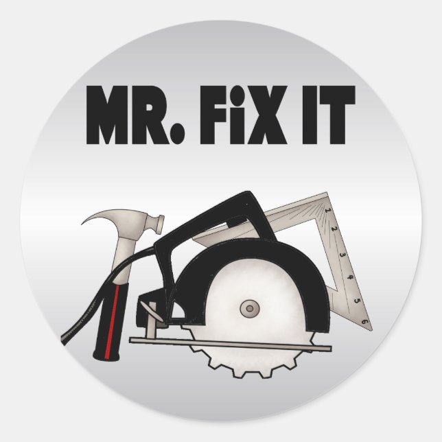 Herr Fix It Runder Aufkleber (Vorderseite)