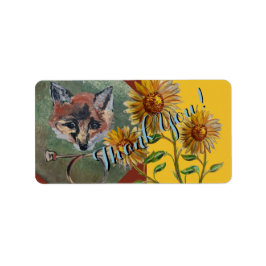 Herr Fox & Sonnenblumen vielen Dank Adressaufkleber