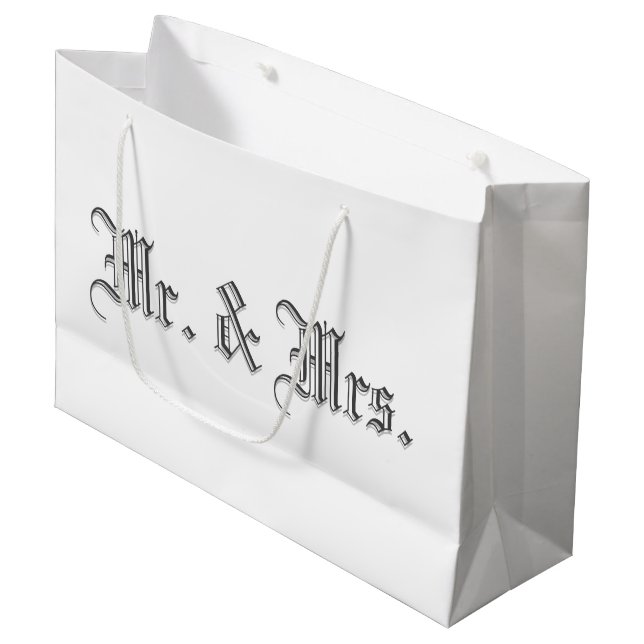 Herr & Frau Blackletter Weinbeutel Große Geschenktüte (Vorderseite Schrägansicht)