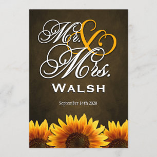 Herr & Frau Brown Sunflower Wedding Einladungen