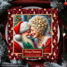 Herr & Frau Claus Holiday Napkins Red Gold Green
