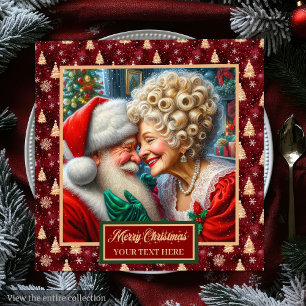 Herr & Frau Claus Holiday Napkins Red Gold Green Serviette