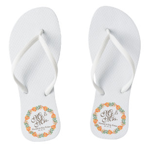 Herr Frau Elegant Floral Wedding Flip Flops