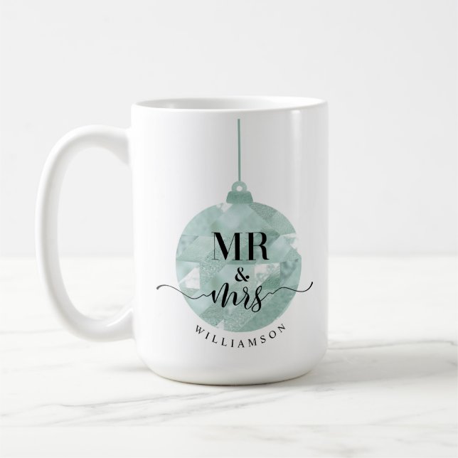 Herr & Frau | Elegant Shimmering Aquamarin Gold Ne Kaffeetasse (Links)