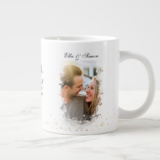 Herr & Frau Elegant Verlobung Jumbo-Tasse (Rechts)