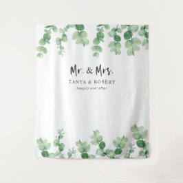 Herr & Frau Eucalyptus Wedding Backdrop Brautgarte Wandteppich